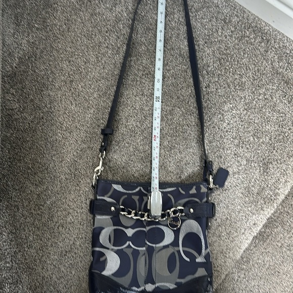COACH PURSE NAVY W/SILVER MONOGRAM&HARDWARE OVER SHOULDER OR CROSSBODY AUTHENTIC - Picture 12 of 12